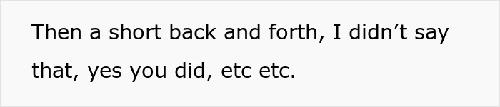 Text reading a brief argument with back and forth dialogue, illustrating a wife deciding to live life like her husband.