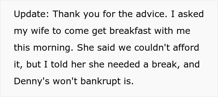 Text update about woman complaining about SIL while staying for free, causing annoyance to her husband.