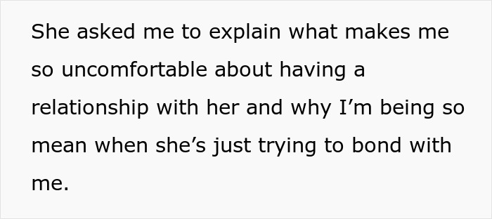 Text discussing discomfort in forming a relationship with bio mom appearing after 16 years and teenage hurt feelings. Text discussing discomfort in forming a relationship with bio mom appearing after 16 years and teenage hurt feelings.