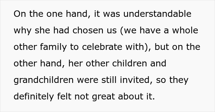 Text discussing a woman refusing to attend her MIL's Thanksgiving after being reinvited due to other guests canceling.