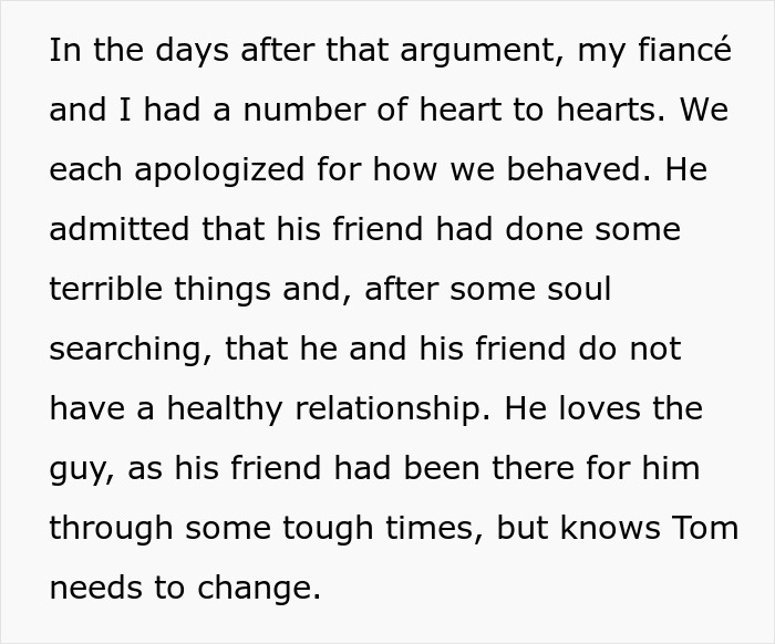 Text discussing a fiancé and wedding friend conflict involving money, highlighting relationship challenges and apologies. Text discussing a fiancé and wedding friend conflict involving money, highlighting relationship challenges and apologies.