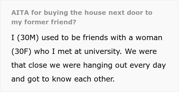 Man accidentally moves in next door to former friend, causing tension as she demands he leave the neighborhood. Man accidentally moves in next door to former friend, causing tension as she demands he leave the neighborhood.