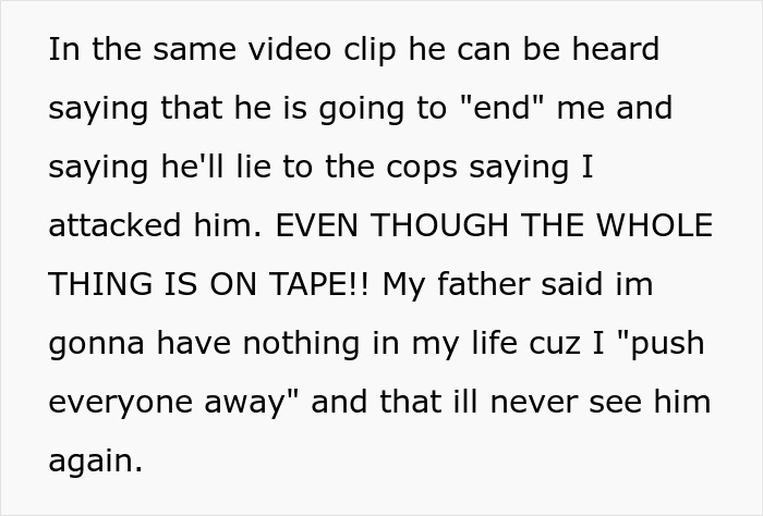 Text excerpt showing a confrontation involving family conflict and mentions of CPS being involved due to neglect concerns.