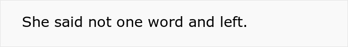 Text on a white background reading a statement about silence and departure, relating to coworker revenge and reckoning themes.
