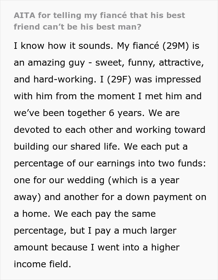 Text excerpt discussing fiancé, wedding planning, friend roles, and managing money in a long-term relationship. Text excerpt discussing fiancé, wedding planning, friend roles, and managing money in a long-term relationship.
