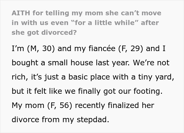 Text excerpt showing adult son explaining to religious mom why she can't move in, amid guilt trips and biblical sermons. Text excerpt showing adult son explaining to religious mom why she can't move in, amid guilt trips and biblical sermons.