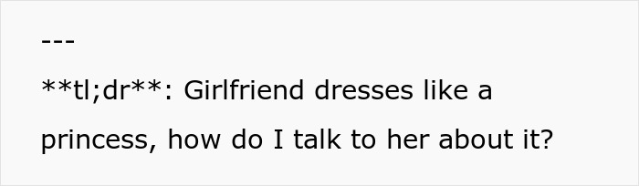 Text post with question about dealing with a girlfriend’s princess syndrome, reflecting on the breakup years later.