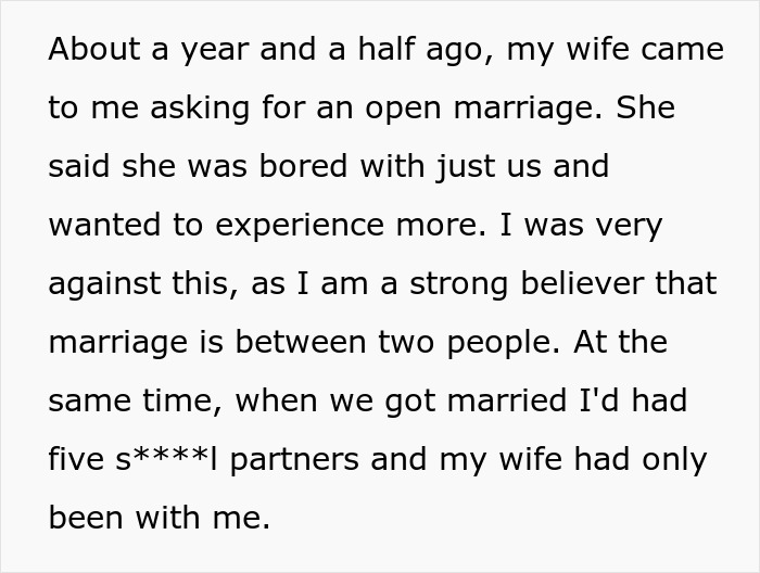 Husband sharing story of wife making him agree to an open marriage to reconnect with her ex partner. Husband sharing story of wife making him agree to an open marriage to reconnect with her ex partner.