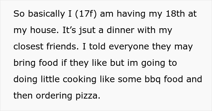 Text message conversation about hosting an 18th birthday party with food and allergy considerations.