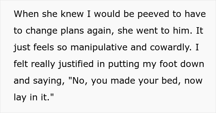 Text excerpt from a woman refusing to attend MIL&rsquo;s Thanksgiving after being reinvited due to others flaking.