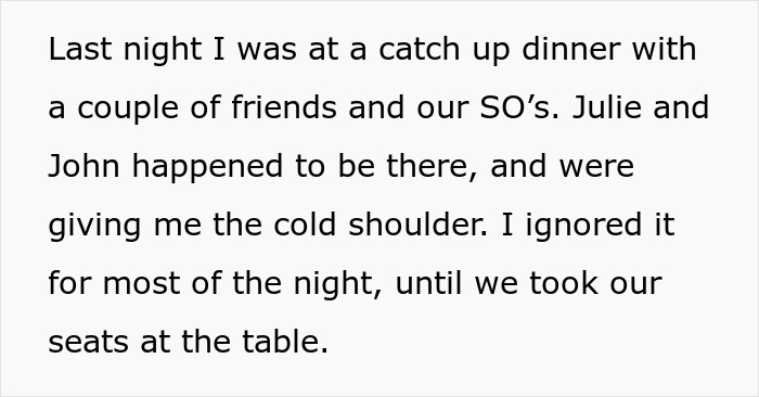 Text on a white background describing a woman refusing to risk her new career after friends need free advice, revealing true colors.