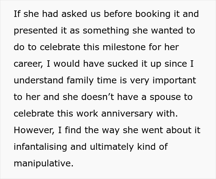 Text excerpt about difficult MIL making plans without consulting, highlighting frustration and setting boundaries by DIL. Text excerpt about difficult MIL making plans without consulting, highlighting frustration and setting boundaries by DIL.