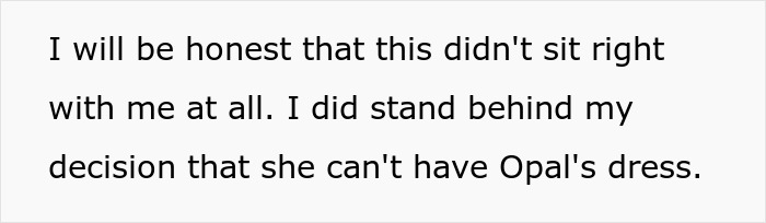 Mom clings to daughter&rsquo;s wedding dress, causing conflict with older daughter over the dress&rsquo;s possession.