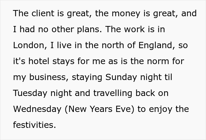 Man frustrated during business trip as girlfriend mistakes it for a romantic getaway stay in London hotel.