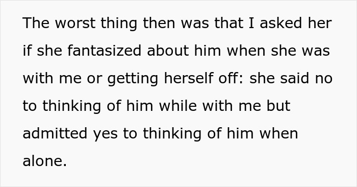Text excerpt showing a man debating divorce after his wife's validation seeking nearly wrecked their lives.