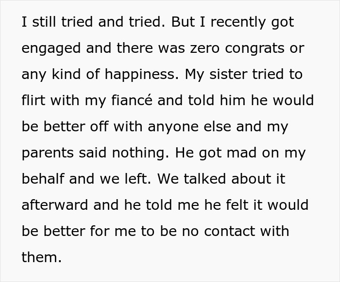 Alt text: Text describing a golden child telling sister’s fiancé he could do better while parents just watch, leaving him gobsmacked. Alt text: Text describing a golden child telling sister’s fiancé he could do better while parents just watch, leaving him gobsmacked.