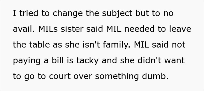 Text excerpt about MIL conflict discussing payment and family issues in a tense conversation over wedding planner dispute. Text excerpt about MIL conflict discussing payment and family issues in a tense conversation over wedding planner dispute.