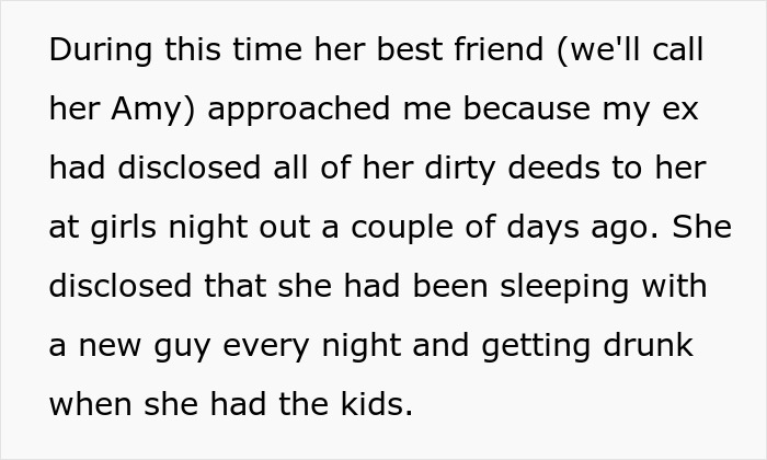 Text excerpt revealing woman's award winning act undone by husband and best friend’s evidence in a court case.