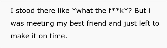 Text excerpt showing a person reacting with confusion while meeting a friend and trying to be on time.