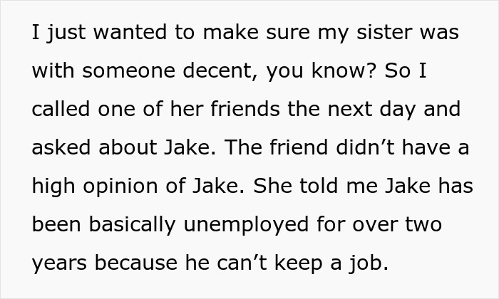 Text excerpt about a rich man realizing he is quietly bankrolling his sister’s jobless boyfriend and deciding to stop. Text excerpt about a rich man realizing he is quietly bankrolling his sister’s jobless boyfriend and deciding to stop.