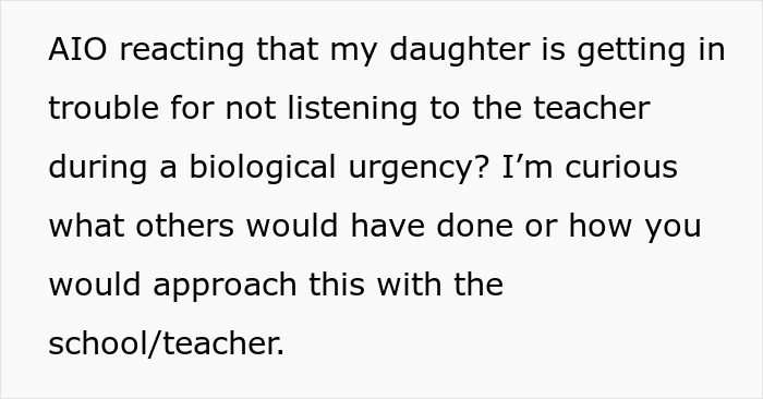Text about mom struggling to contain her rage after teacher ignores daughter's emergency during school trouble. Text about mom struggling to contain her rage after teacher ignores daughter's emergency during school trouble.