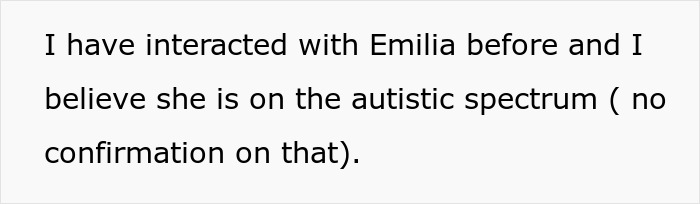 Screenshot of text saying someone may be on the autistic spectrum, parent concerns about daughter attend birthday plans Screenshot of text saying someone may be on the autistic spectrum, parent concerns about daughter attend birthday plans