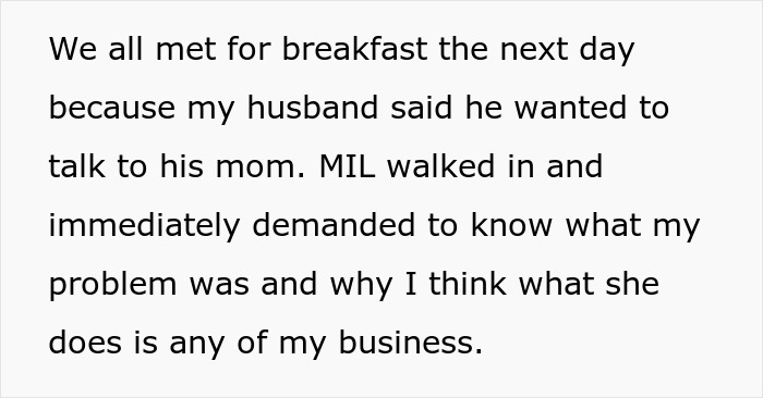 Family meeting at breakfast while husband and mother-in-law discuss issues causing tension and ruining family relationships. Family meeting at breakfast while husband and mother-in-law discuss issues causing tension and ruining family relationships.