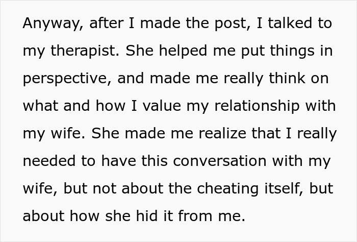 Text excerpt about a man reflecting on his relationship after learning about his wife&rsquo;s infidelity from a conversation he overheard.