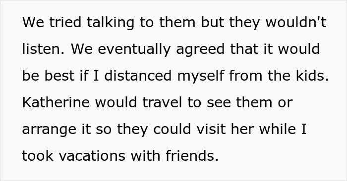 Text excerpt discussing distancing from step-kids and managing relationships to avoid loss of money and conflict. Text excerpt discussing distancing from step-kids and managing relationships to avoid loss of money and conflict.