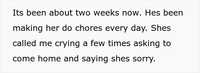Text excerpt about annoyed mom, 15-year-old daughter, and chores described as pick me behavior in a family conflict. Text excerpt about annoyed mom, 15-year-old daughter, and chores described as pick me behavior in a family conflict.