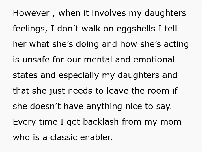 Text excerpt discussing concerns about daughters&rsquo; feelings and addressing unsafe behavior affecting mental and emotional states.