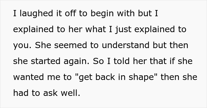Text excerpt showing a woman demanding her swimmer boyfriend look like her friend’s partner and his response. Text excerpt showing a woman demanding her swimmer boyfriend look like her friend’s partner and his response.