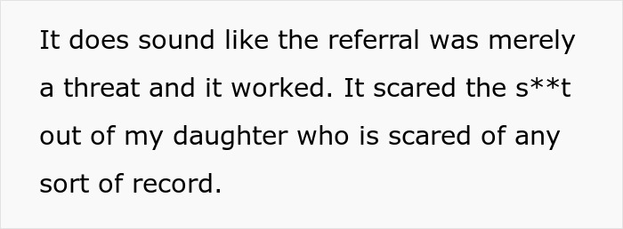 Text showing a mom expressing frustration after teacher ignores her daughter's emergency and referral causes fear. Text showing a mom expressing frustration after teacher ignores her daughter's emergency and referral causes fear.