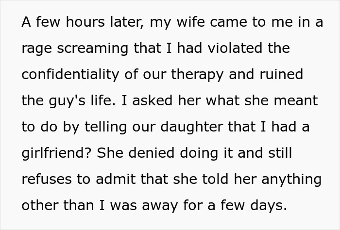 Text excerpt describing a wife making husband agree to an open marriage to reconnect with her ex, revealing conflict. Text excerpt describing a wife making husband agree to an open marriage to reconnect with her ex, revealing conflict.
