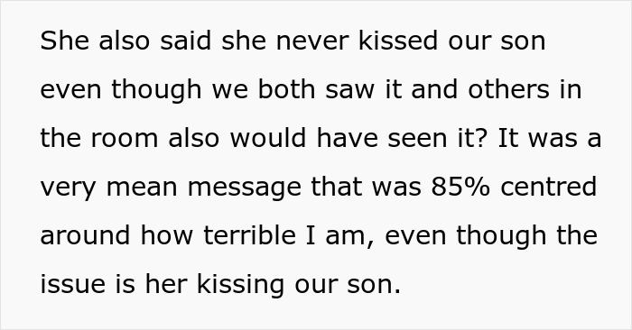 Text excerpt discussing someone denying they kissed the newborn despite witnessed events, highlighting issues with mil keeps kissing newborn. Text excerpt discussing someone denying they kissed the newborn despite witnessed events, highlighting issues with mil keeps kissing newborn.