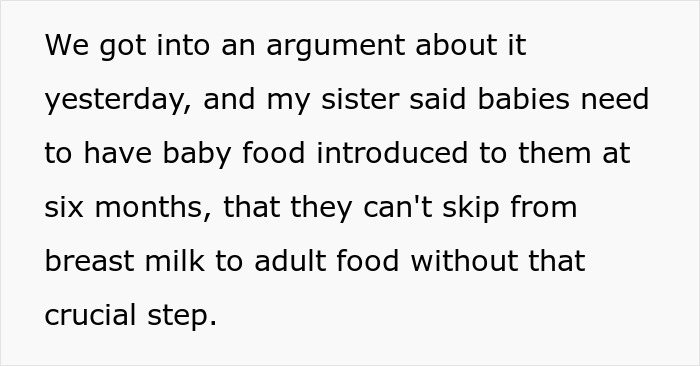 Childless Sis Keeps Lecturing Man About Baby Food, Livid When He “Mansplains” Breastfeeding To Her