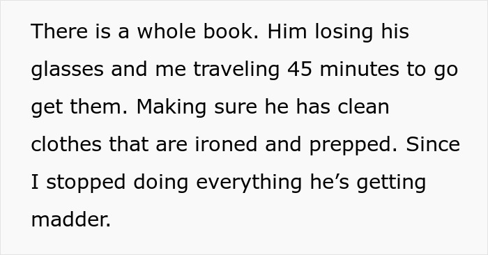 Text excerpt about a working wife dropping the supermom act due to man-child hubby's constant complaints. Text excerpt about a working wife dropping the supermom act due to man-child hubby's constant complaints.