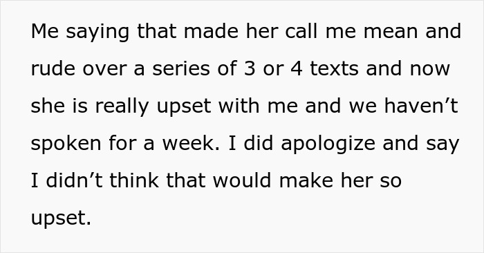 Text message describing a roommate boyfriend vacation drama causing upset and a week of no communication after an apology. Text message describing a roommate boyfriend vacation drama causing upset and a week of no communication after an apology.
