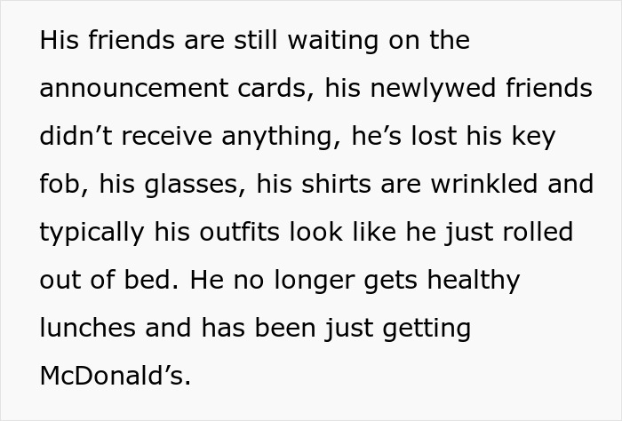 Alt text: Text describing a working wife dropping the supermom act after dealing with a man-child hubby who criticizes everything.