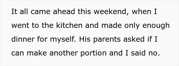 Text describing a wife refusing to make another portion of dinner, leading to husband throwing a tantrum.