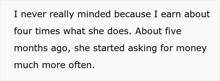 Text describing a rich man realizing his helping hand is quietly supporting sister&rsquo;s jobless boyfriend, deciding to stop the money flow.