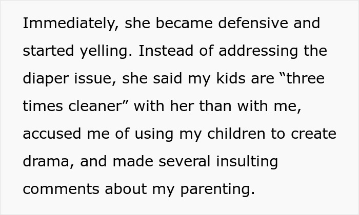 Woman horrified as MIL didn't change kid's diaper all day, leading to banning her from visiting due to neglect concerns.
