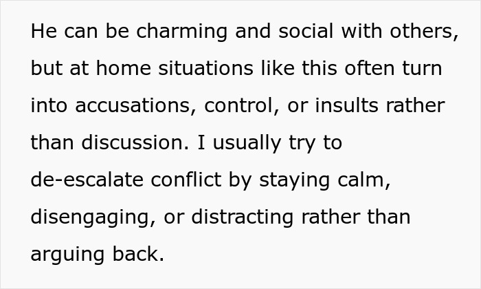Alt text: Text discussing a toxic guy's controlling behavior and conflict escalation when wife asserts her autonomy at home.