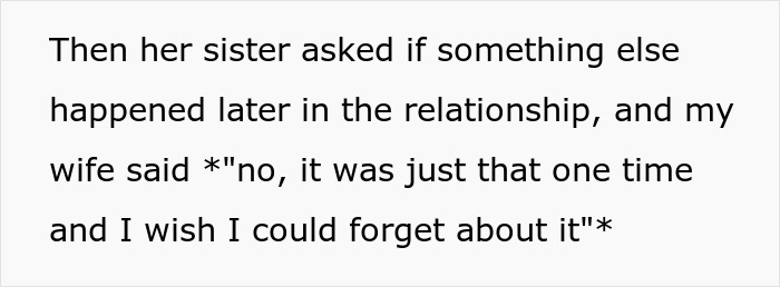 Text message conversation discussing a wife's infidelity revealed during a talk with her sister.