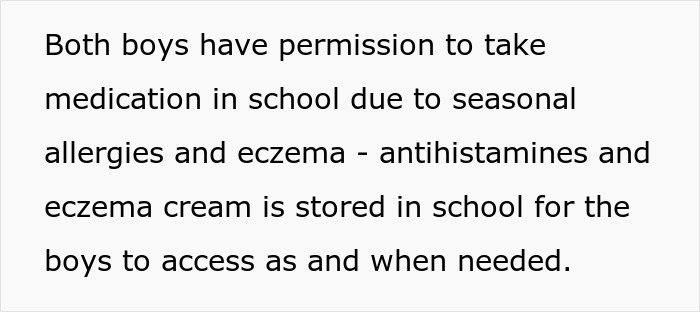 Parent refuses to make twins less similar for easier school distinction amid medication permissions.