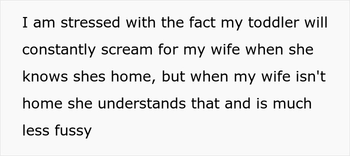 Text post about dad struggling to keep toddler from mom so she can study, highlighting toddler behavior and parenting challenges.