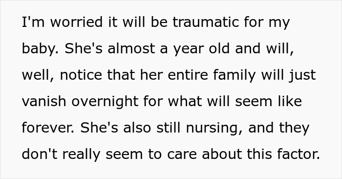 Text excerpt discussing worries about trauma for baby related to family and nursing, linked to cousin with cancer and motherhood.