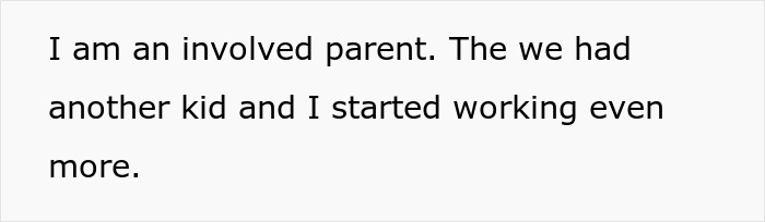 White panel showing parenting confession about working more after another child, guy embarrasses wife White panel showing parenting confession about working more after another child, guy embarrasses wife
