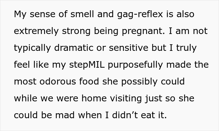 Pregnant woman with strong gag-reflex refuses expired food from 1999 in her pantry, causing tension with her stepMIL. Pregnant woman with strong gag-reflex refuses expired food from 1999 in her pantry, causing tension with her stepMIL.