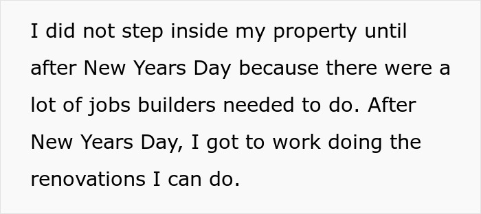 Text excerpt about moving into property and doing renovations after New Years, related to man accidentally moving next door to former friend. Text excerpt about moving into property and doing renovations after New Years, related to man accidentally moving next door to former friend.